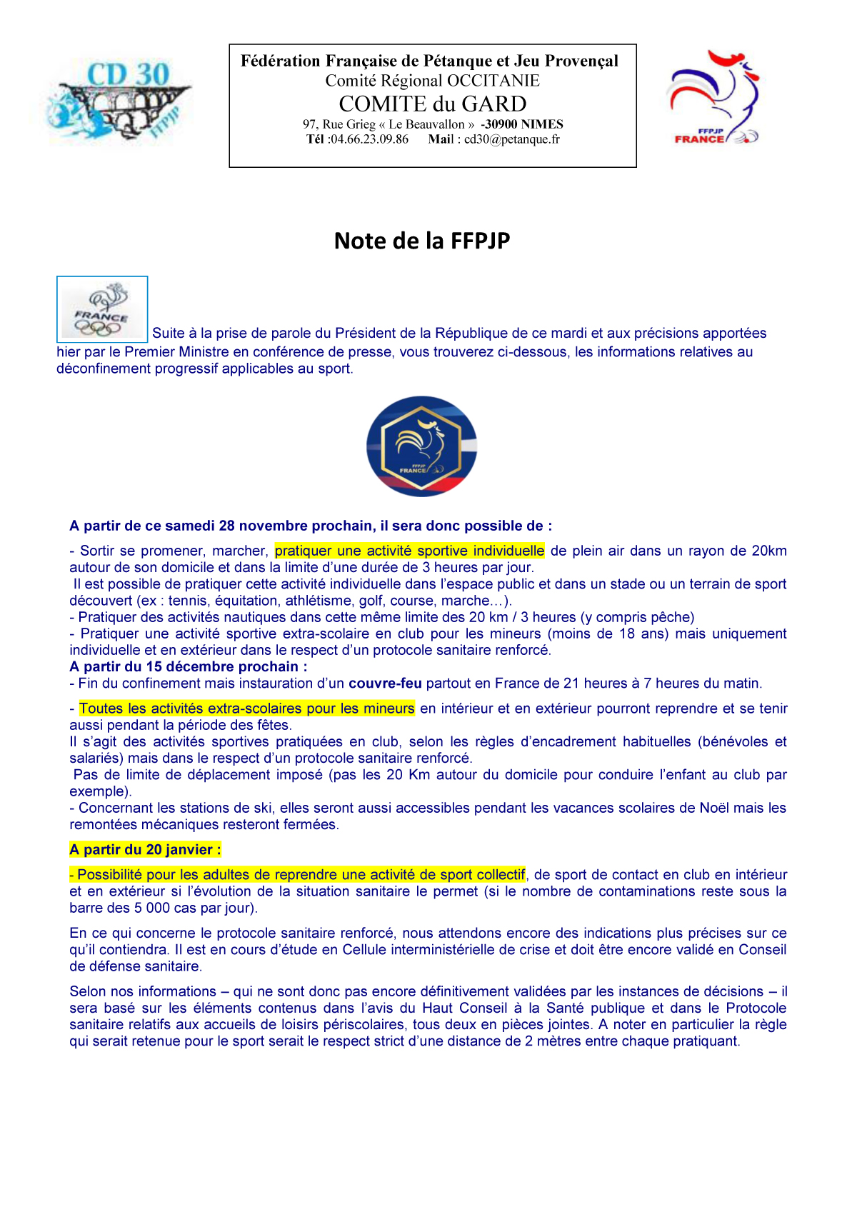 Calendrier Jeu Provencal 2022 Gard